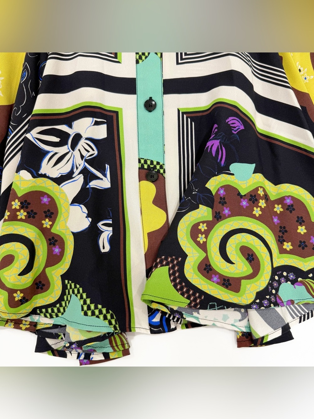 Etro Mixed Floral Patchwork Multicolored Print Silk Skirt | Sz. 40 - Picture 7 of 10